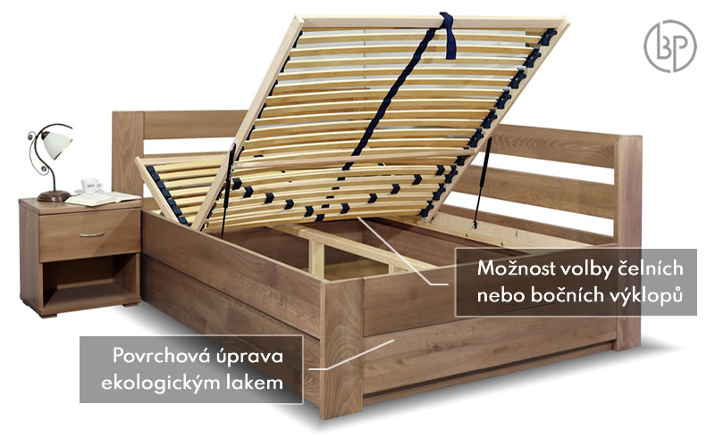 Pevná konstrukce postele Valentin z průběžného buku