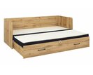 Rozkládací postel s matracemi a polštáři TETRIS, dub wotan/černá - pohled č. 2