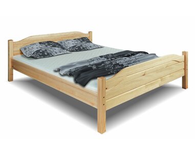 Dřevěná postel dvoulůžko DM101, masiv borovice - pohled č. 1