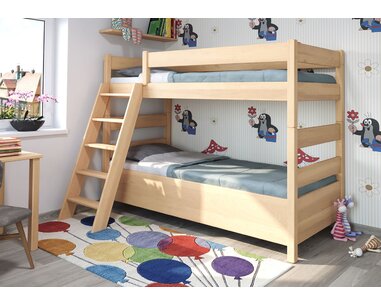 Poschoďová postel s úložným prostorem JUNIOR 11, masiv buk - pohled č. 4