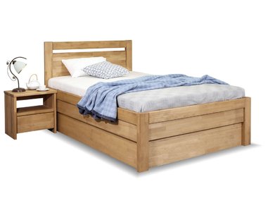 Zvýšená postel s úložným prostorem Klementin, 140x200, masiv buk - pohled č. 1