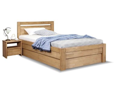 Zvýšená postel s úložným prostorem Klementin, 120x200, masiv buk - pohled č. 1
