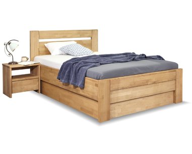 Zvýšená postel s úložným prostorem Orfeus, 140x200, masiv buk - pohled č. 1