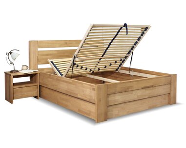 Zvýšená postel s úložným prostorem Orfeus, 140x200, masiv buk - pohled č. 2