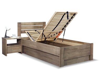 Zvýšená postel s úložným prostorem Mistral, masiv buk, 120x200 - pohled č. 2