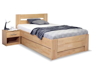 Zvýšená postel s úložným prostorem Trinity, masiv buk, 120x200 - pohled č. 1