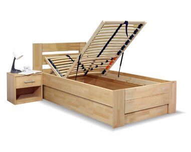 Zvýšená postel s úložným prostorem Trinity, masiv buk, 120x200 - pohled č. 2