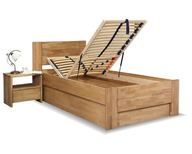 Zvýšená postel s úložným prostorem Trinity 2, masiv buk, 120x200 - pohled č. 2