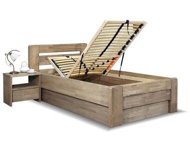 Zvýšená postel s úložným prostorem Primátor, masiv buk, 120x200 - pohled č. 2