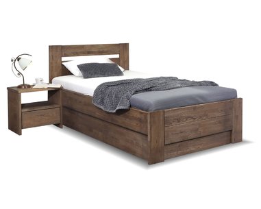 Zvýšená postel s úložným prostorem Trinity, masiv dub, 120x200 - pohled č. 1