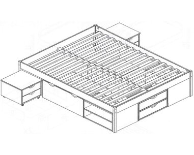 Manželská postel s úložným prostorem IA8803, IA8804 160x200, 180x200, masiv borovice - pohled č. 3