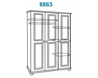 Skříň 3 dveřová IA8863, masiv borovice - pohled č. 2
