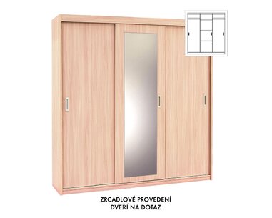 Kombinovaná skříň s posuvnými dveřmi EVITA 20-1, šířka 200 cm - pohled č. 3