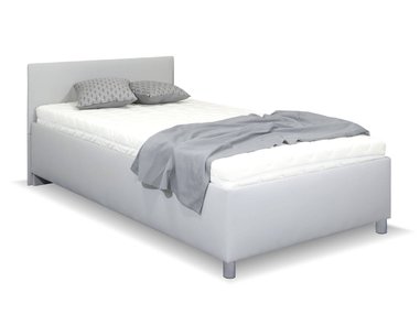 Zvýšená čalouněná postel s úložným prostorem Lyoneta, 120x200, šedá - pohled č. 1