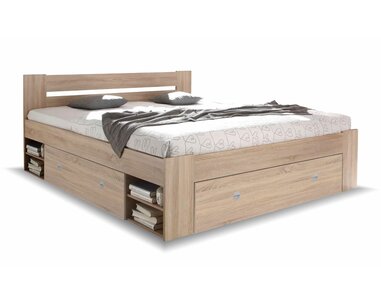 Zvýšená postel s úložným prostorem NEPOLI 160x200, dub sonoma - pohled č. 1