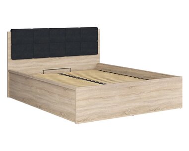 Postel dvoulůžko s úložným prostorem a roštem TETRIS 160x200, dub sonoma - černá - pohled č. 2