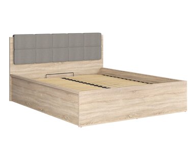 Postel dvoulůžko s úložným prostorem a roštem TETRIS 160x200, dub sonoma - šedá - pohled č. 2