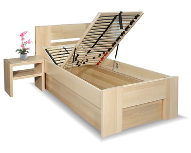 Zvýšená postel s úložným prostorem Matěj, 80x200, 90x200, masiv buk - pohled č. 1