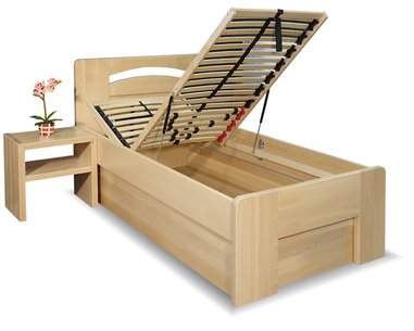 Zvýšená postel s úložným prostorem Riči, 80x200, 90x200, masiv buk - pohled č. 1