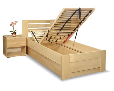 Zvýšená postel s úložným prostorem Rita, 90x220, masiv buk - pohled č. 1