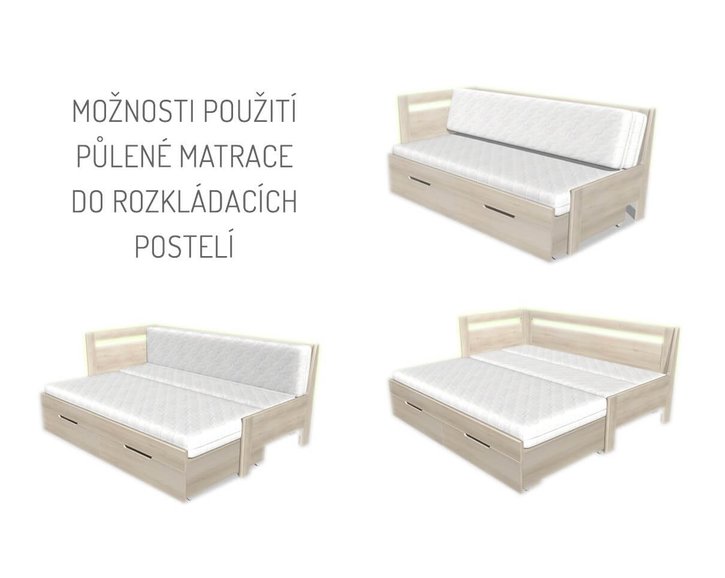 Tvrdší čalouněná matrace REMIRA - sada k rozkládací posteli, 14cm, 80x200cm, 2x40x200cm (půlená), 120kg - pohled č. 3